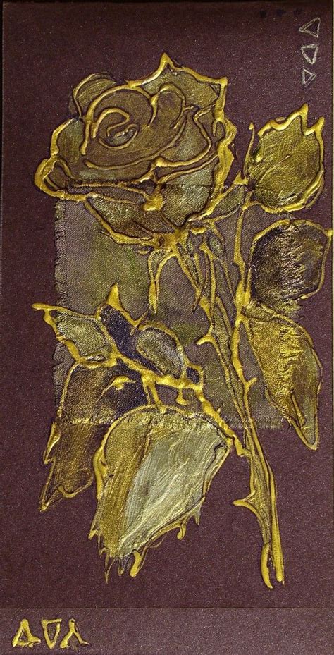 Golden Rose On Purple Blank Greeting Card For Any Occasion Etsy