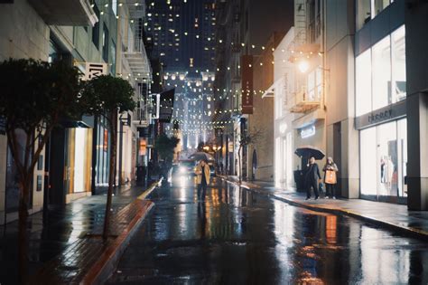 무료 이미지 보행자 도로 거리 밤 비 골목 시티 도시 풍경 도심 저녁 반사 날씨 하부 구조 중심지