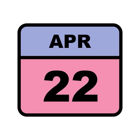 April 22nd Date On A Single Day Calendar 508025 Vector Art At Vecteezy