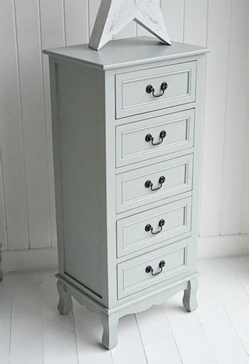 Small, tall, high, weak, strong, heavy, light, green, ; Berkeley Tallboyy chest of 5 drawers | Narrow chest of ...