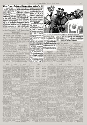 Development and race history 126c (1981): Enzo Ferrari, Builder of Racing Cars, Is Dead at 90 - The New York Times