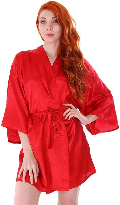 simplicity women s lightweight short silk satin bridal lounge robe bathrobe red at amazon women