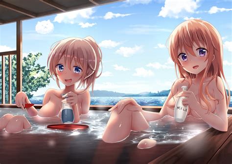 Piripun Gochuumon Wa Usagi Desu Ka Aoyama Midori Hoto Mocha Bathing Naked Onsen Sake Wet