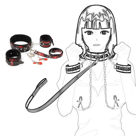 Bdsm Bondage Set Choker Collar Restraints Handcuff Nipple Clip Slave