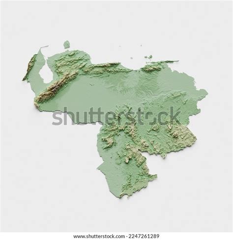 Venezuela Topographic Relief Map 3d Rendering Stock Illustration