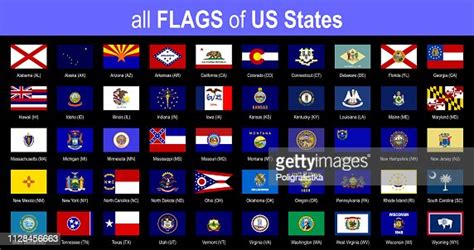 Todos 50 Estados Unidos Estado Banderas Alfabéticamente Conjunto De