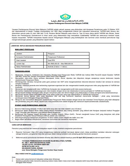 Check spelling or type a new query. Jawatan Kosong Di Yayasan Pembangunan Ekonomi Islam ...