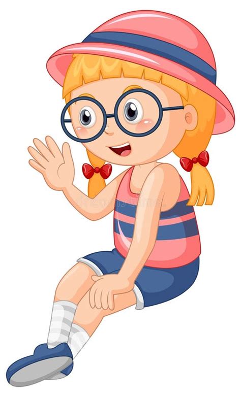 Cute Girl Wearing Glasses Cartoon Character Stock Vector Illustration