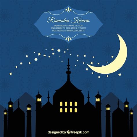 Achtergrond Van Ramadan Silhouetten Met Maan Gratis Vector