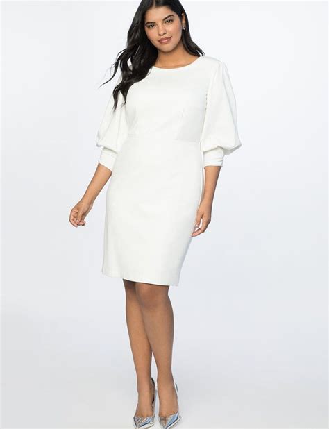 Drama Sleeve Dress Womens Plus Size Dresses Eloquii White Plus