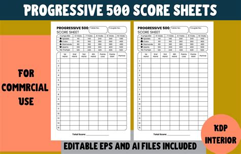 Progressive 500 Score Sheets Afbeelding Door Cool Worker · Creative Fabrica