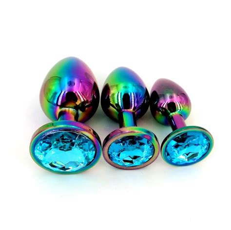 3pcs colorful metal jeweled shaped anal plug love diamond butt plug dildo prostage massager