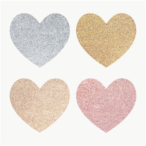 Download Premium Png Of Glitter Heart Sticker Set Transparent Png By