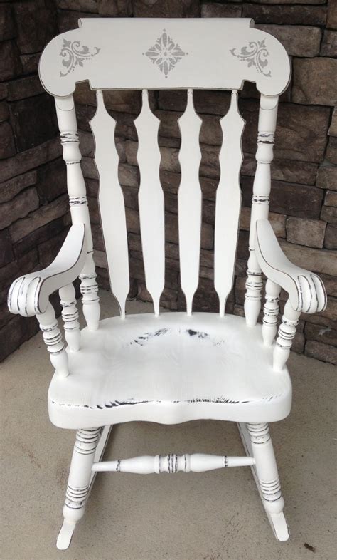 Amazing Refinished Rocking Chair Done In Ann Sloans Pure White Chalk