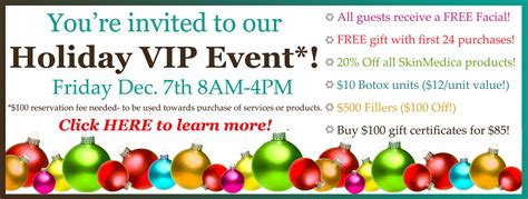 I have been going to the spa clinic for now over a year in arlington. Our Holiday VIP Event | Skin care treatments, Skin medica ...