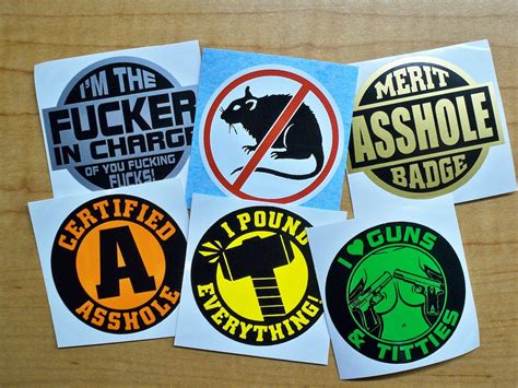 6 Pack Funny Hard Hat Stickers Fker In Charge Bossman Etsy
