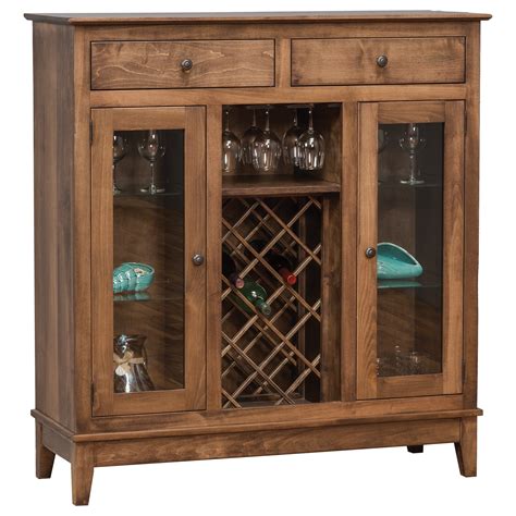 Daniels Amish Dining Storage 25 1822 Shaker Wine Cabinet With Wine