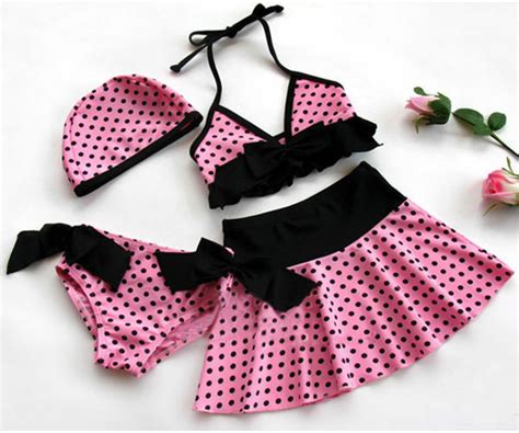Girls Kid Polka Dots Swimsuit Bikini Tankini Swimming Costume Skirt