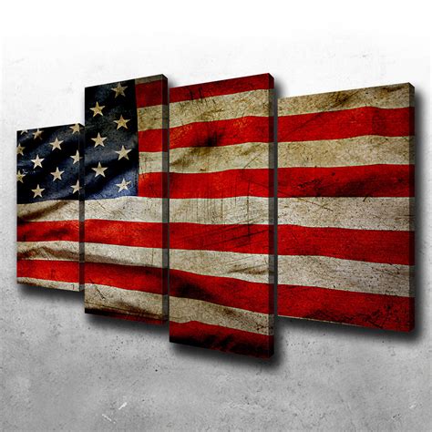 Grunge American Flag Canvas Set Iconic Canvas