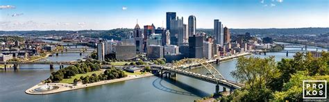Panoramic Skyline Of Pittsburgh Cityscape Photography Prokos