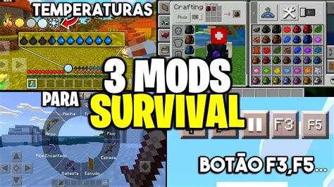 ️top 3 Melhores Mods Para Survival No Minecraft Pe 118mods Para