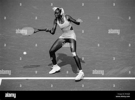 Venus Williams Competing At The 1998 Us Open Tennis Championships Stock