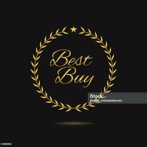 Ilustración De Best Buy Etiqueta Vectorial De Corona De Laurel Dorado Y