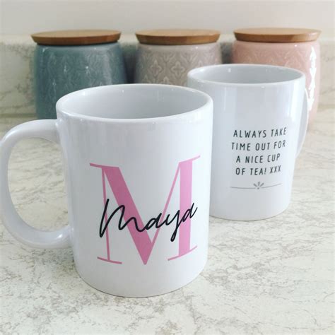 Personalised Name And Initials Mug Name Mug Letter Mug Any Etsy