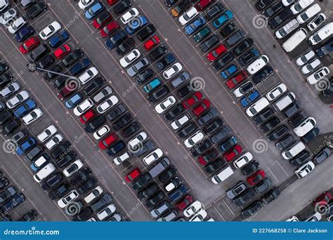 Aerial View Of Rows Of Parked Cars Stock Photo Image Of Copy
