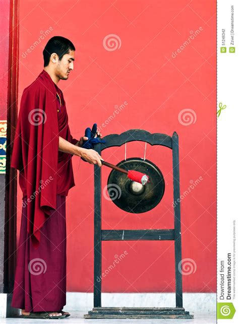 Monk Hitting The Gong Editorial Photography Image Of Percussion 51246342
