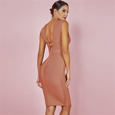 Bandage Dress Sexy Deep V Neck Bodycon Cut Out Rayon High Best
