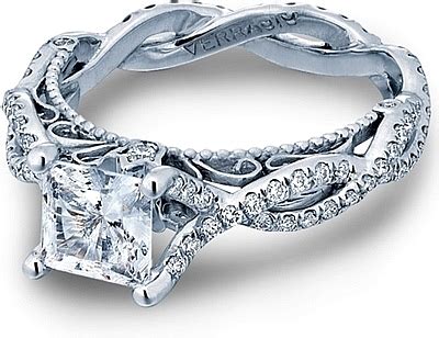 Verragio split shank halo diamond engagement ring. Verragio Twist Shank Diamond Engagement Ring AFN-5031