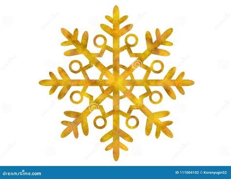 Golden Christmas Snowflake Isolated On White Background Stock