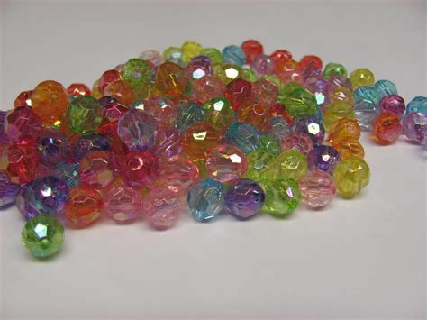 Acrylic Round Faceted Ab Beads