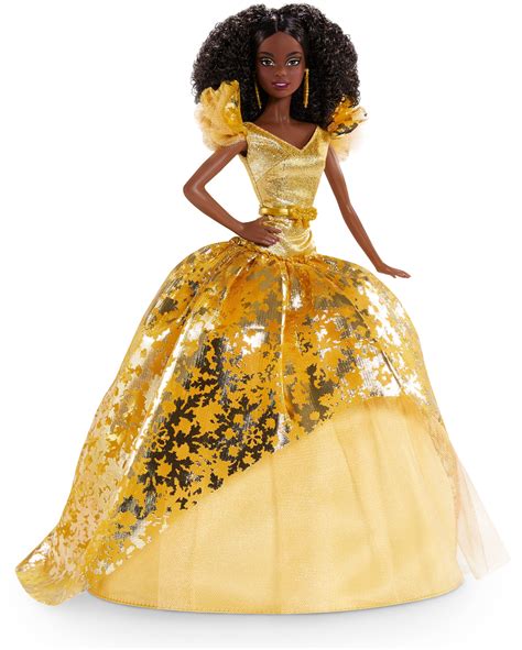 2020 for sale online mattel holiday barbie doll african american gold dress black curly hair