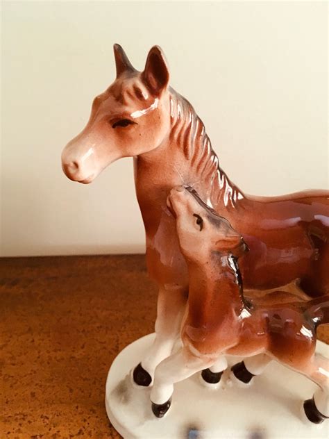 Vintage Horse And Colt Porcelain Brown Horses 50s Old West Etsy