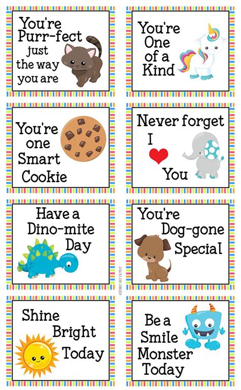 Encouraging Lunch Box Notes For Little Kids Free Printable Kids