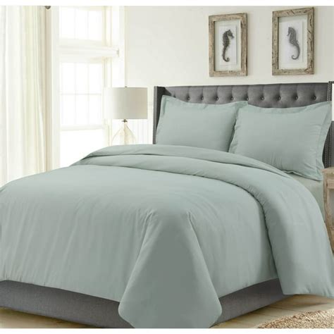 Tribeca Living Madrid Solid Oversized Duvet Set Queen Sage Green