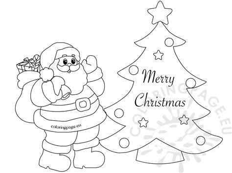 You can involve your kids doing this kind of activity as they would love doing that. Merry Christmas card with cute Santa - Coloring Page