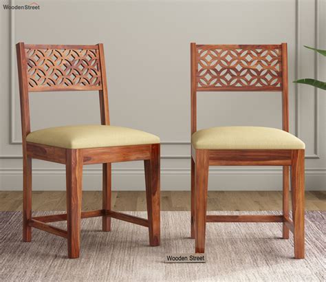 Buy Cambrey Dining Chair With Fabric Set Of 2 Honey Finish At 32