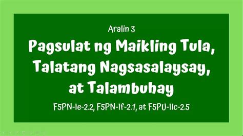 Pagsulat Ng Isang Maikling Tula Talata Nagsasalaysay At Talambuhay