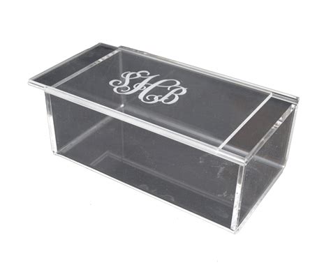 Personalized Clear Acrylic Box With Sliding Lid With Monogram