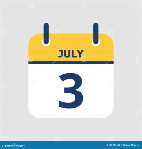 Calendar 3rd Of July Stock Vector Illustration Of Annual 135211602