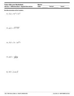 Worksheets are math 171, derivatives of trigonometric functions find the, 03, derivatives using p r. NEW DIFFERENTIATION WORKSHEET PDF | different