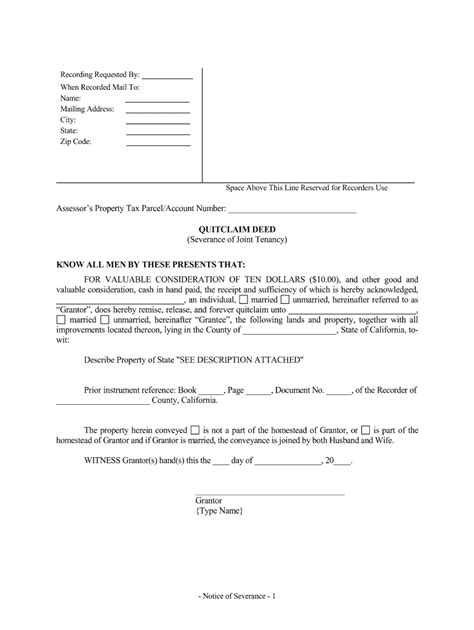 Sample Deed Severing Joint Tenancy Fill Out And Sign Printable Pdf Images