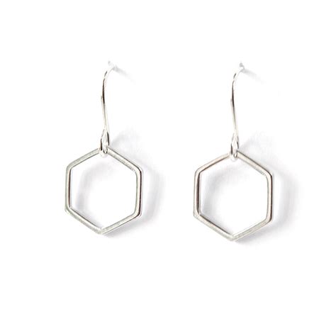Hexagon Minimal Geometric Shape Hook Earrings Colourful And Unique