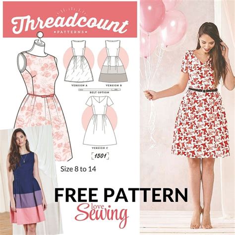 free download threadcount 3 in 1 dress pattern dress patterns free sewing patterns free