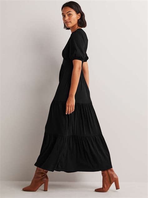 Boden Tiered Midi Jersey Dress Black At John Lewis And Partners