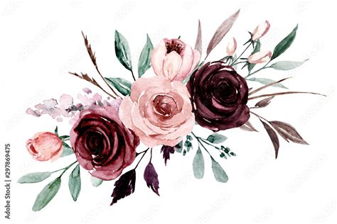 pink purple flowers watercolor floral clip art bouquet roses perfectly for printing design on