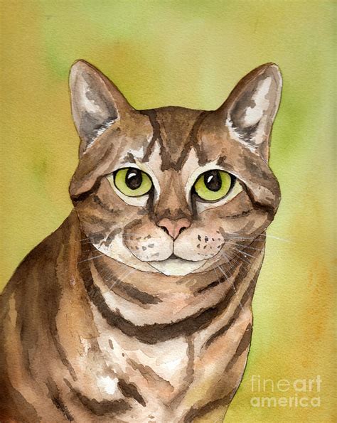 Brown Tabby Cat Painting By Cherilynn Wood